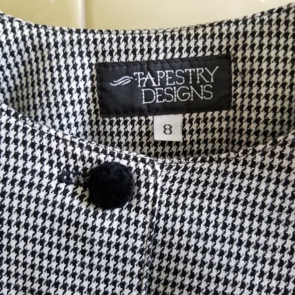 Vintage Black/White Houndstooth 2 pc Skirt Suit Set Size 8/10  Made in USA - Picture 4 of 13
